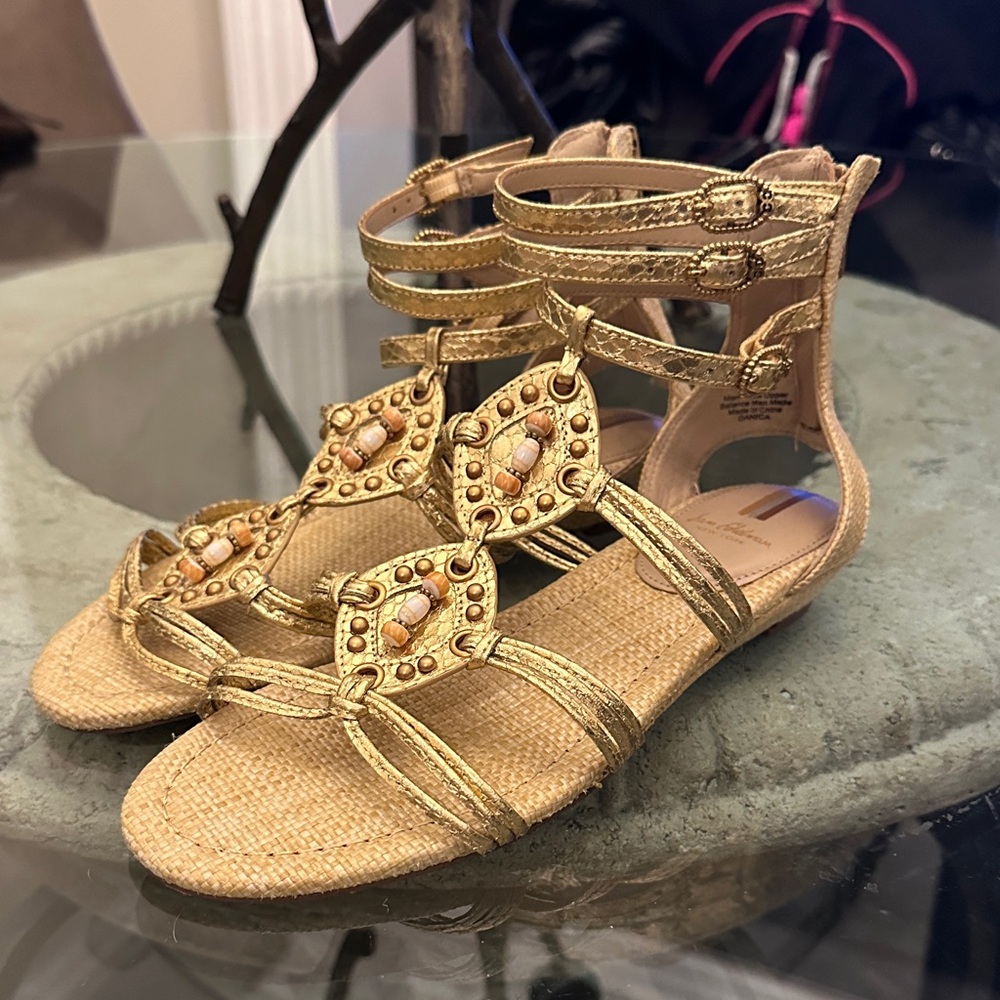 New with Tag! $140 Sam Edelman Gold Danica Embellished Sandals sz 8